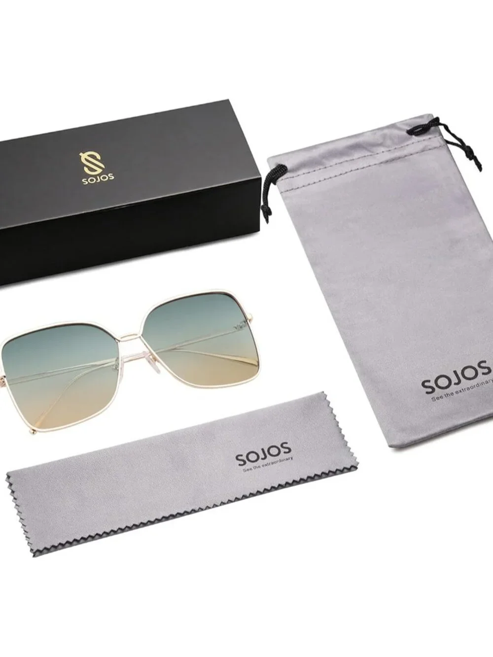 Lightweight Trendy Oversized Square Shades with UV400 Protection - Adult Size